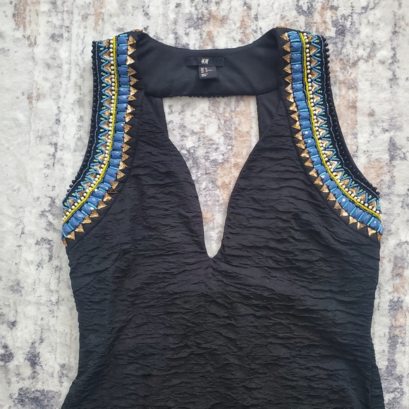 Beyonce for H&M Black Beaded embellished bodycon dress - Size Medium - Picture 2 of 16